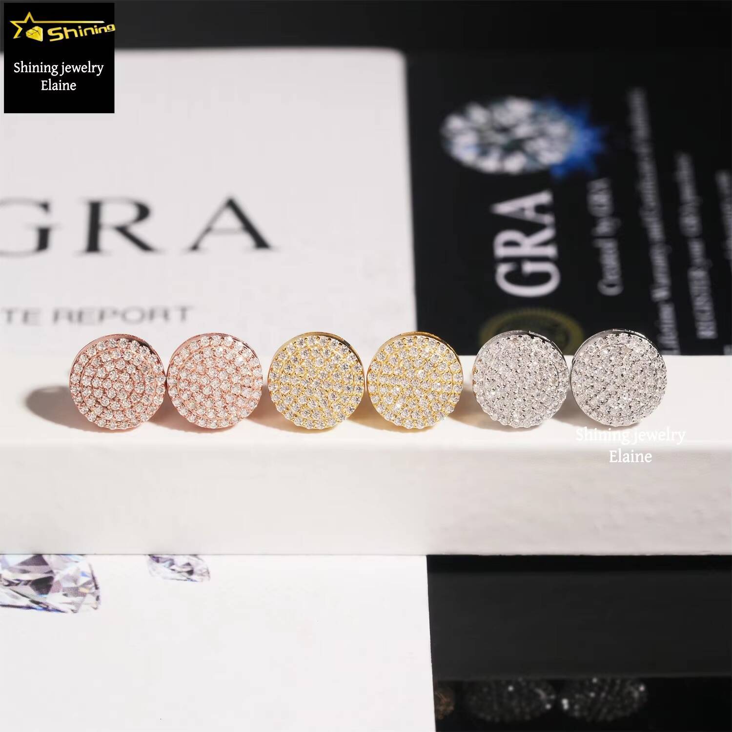 New Design Fashion Diamond Earrings Silver 925 D Color Vvs Moissanite Hip Hop Iced Out Stud Earrings