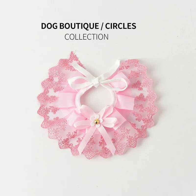 Fashion bow pet collar cute lace mesh embroidery pet bib Burp fabric cute dog and cat necklace M250407