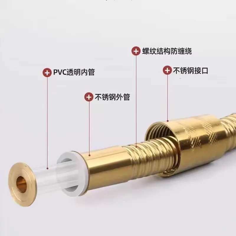Golden 15m/2m/ G1/2 ible Shower Hose High Pressure Explosion-proof Stainless Steel Bathro Shower Extension Pipe Y251107