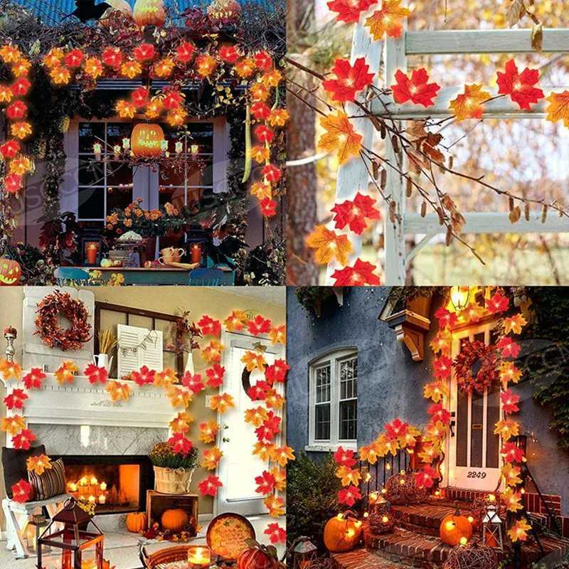 Halloween Maple Leaf LED String Light Battery Operated Fall Foliage Fairy Light for Bedroom Outdoor Garden Party Christmas Decor W251107