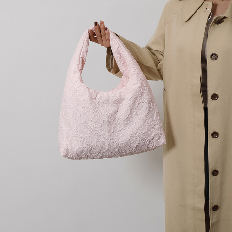 2025S Designer Women S Bag New Cotton Padded Single Shoulder Women S Bag With Hidden Flower Casual Underarm Bag Fashionable And Versatile Minimalist S