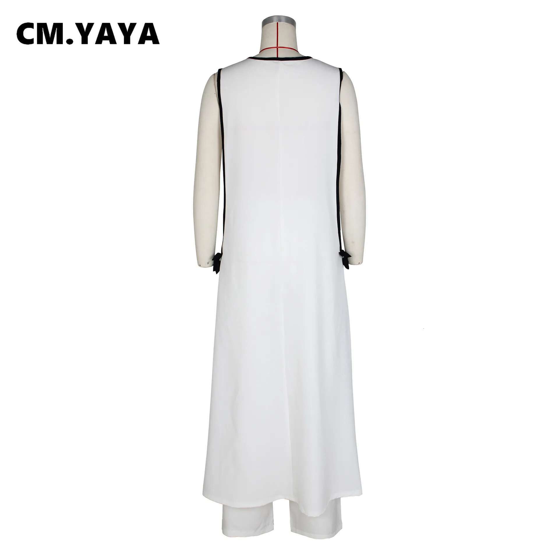 Women Set 3D Wer Sleeveless V-Neck X-Long Shirt Coats + Wide Leg Pants Two 2 Piece Sets Fashion Outfits Summer
