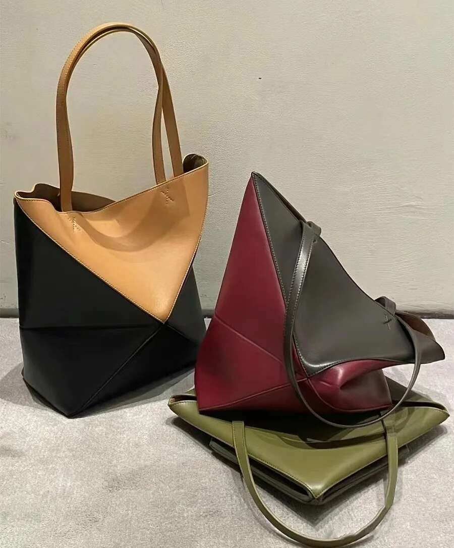 VIEE Genuine Leather Folded Tote Large Capacity Shopping Handles Shoulder Bag Ladies Portable Handbag