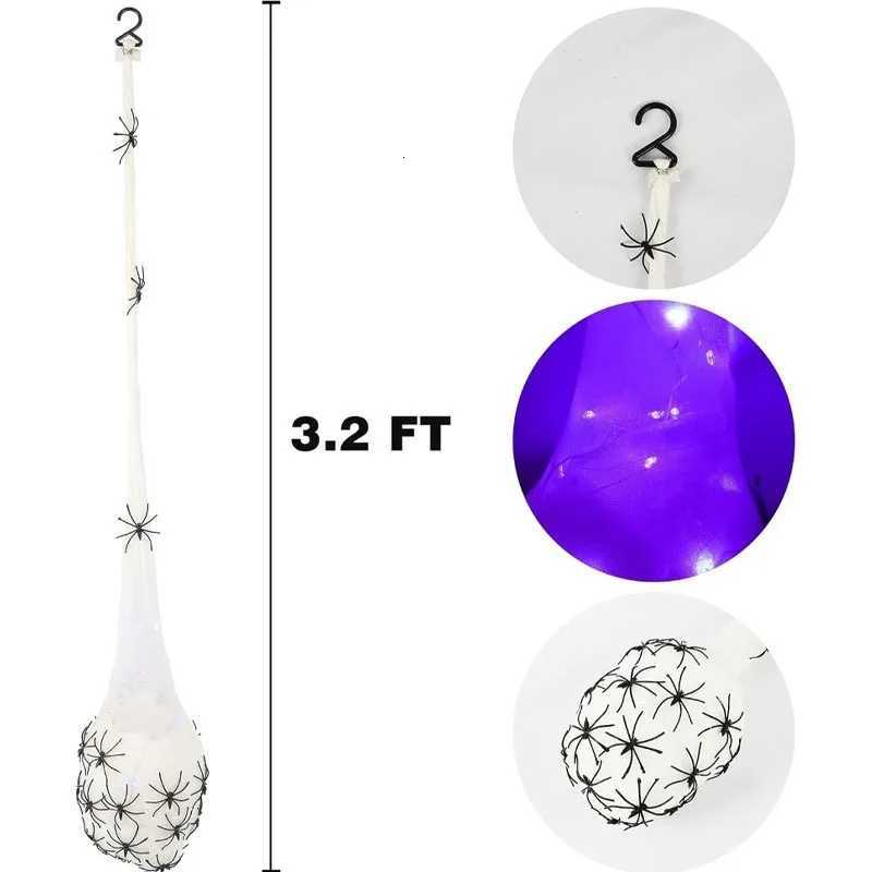 Halloween Glowing Spider Egg for Porch Lawn Wall Hanging Light-up Web Prop Creepy Spooky Party Outdoor Halloween Decoration W251107