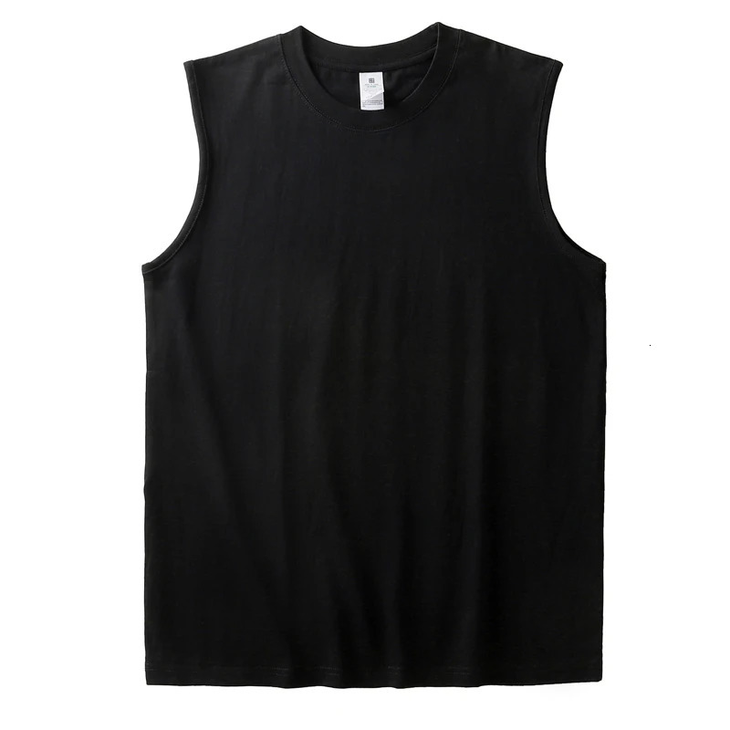 2 pieces of solid color cotton vest mens white O-neck loose sleeveless T-shirt basic style full set sports running vest 250403