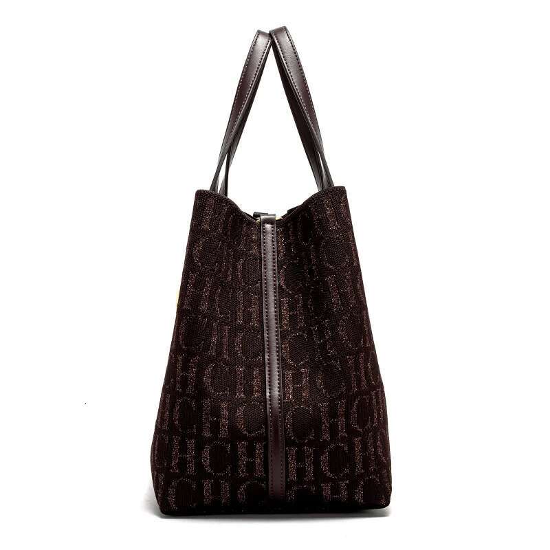 CH Shoulder Simple Solid Colour Letter Print Design Tote Large Capacity Daily Commuter Bag Ladies Crossbod