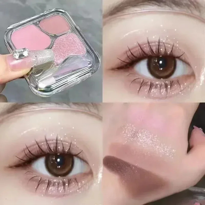 4color eye shadow palette powder blusher highlight contour makeup cute beauty cosmetics 250325