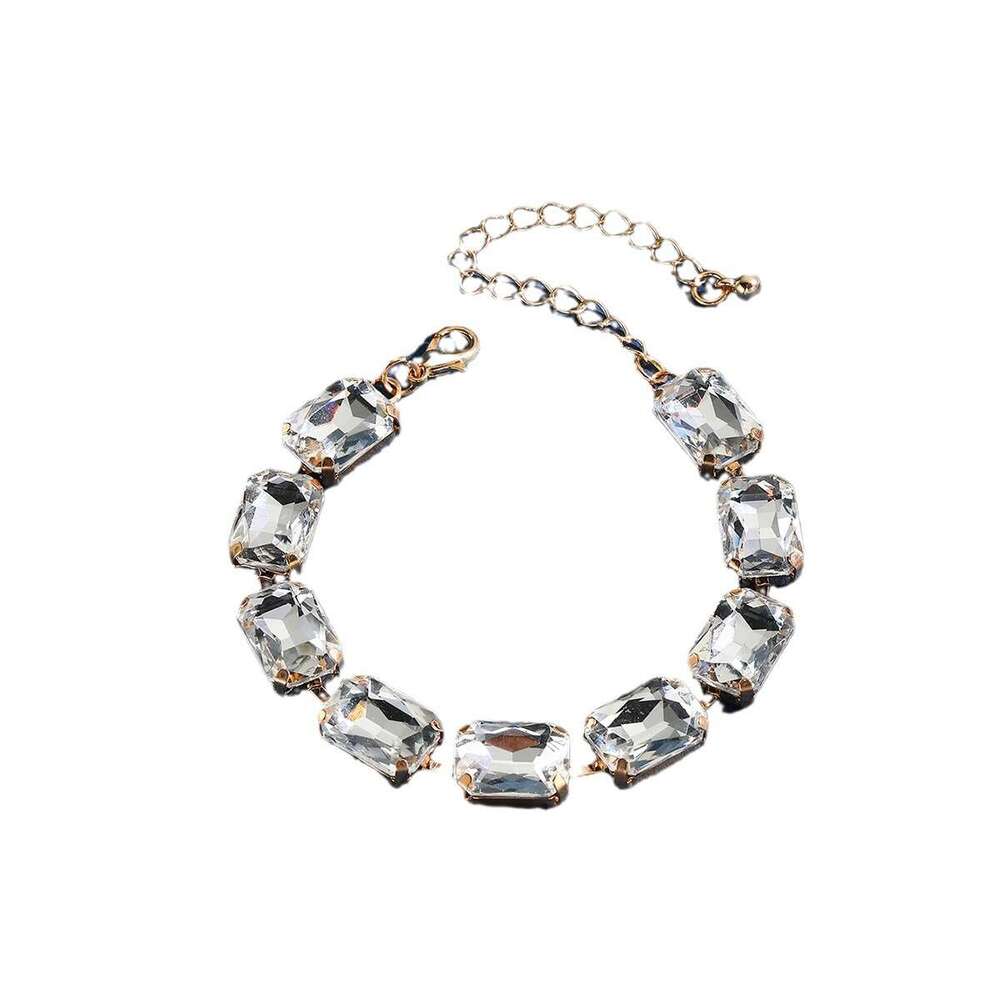 Korean version high-end feeg, compact exquisite large glass, movable lobster buckle chain, exaggerated style men's and women's bracelet