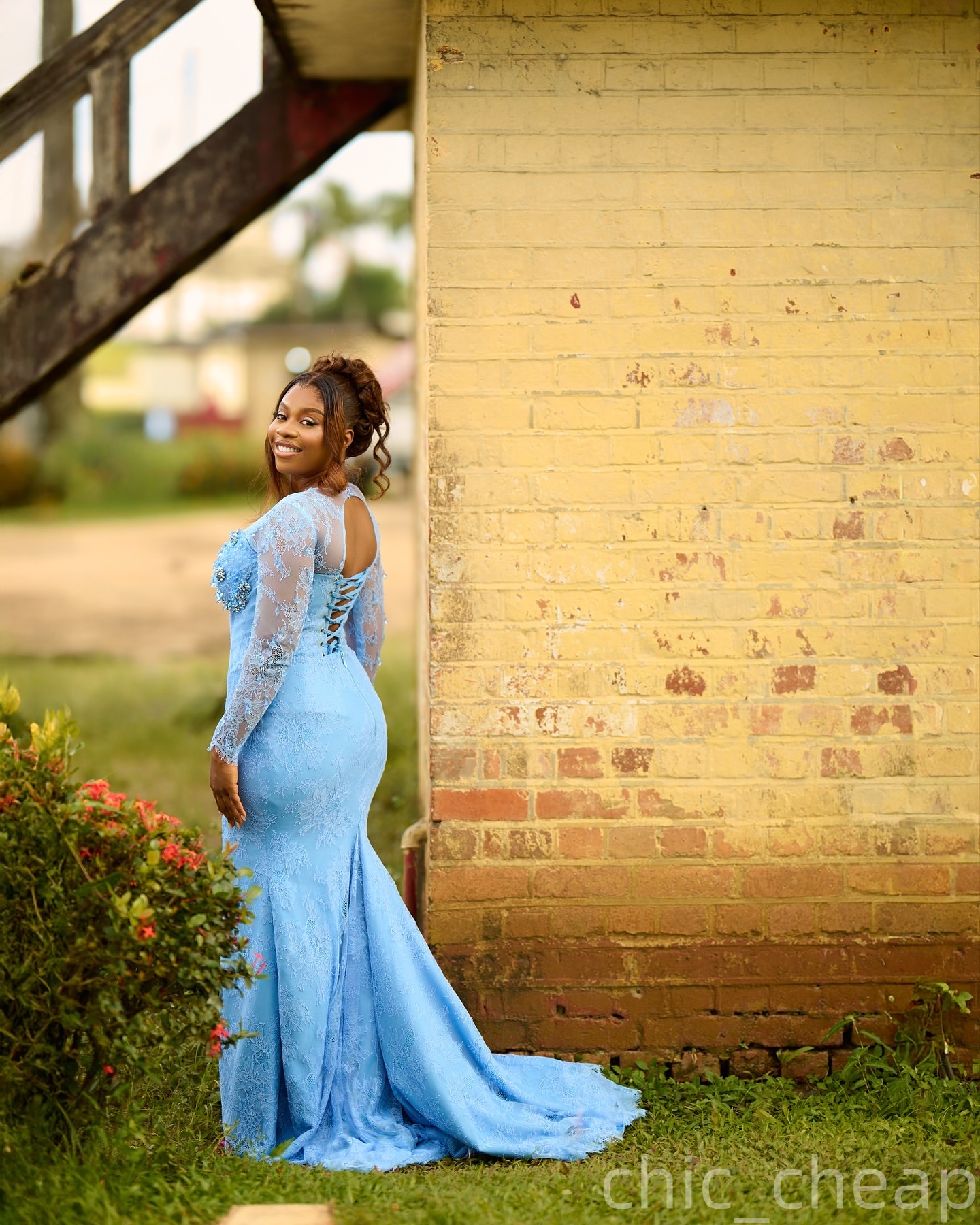 Aso Ebi Light Sky Blue Mermaid Prom Dresses 2026 Rhinestones Beaded Lace Evening Formal Party Second Birthday Engagement Gowns Plus Size Dress For Spe