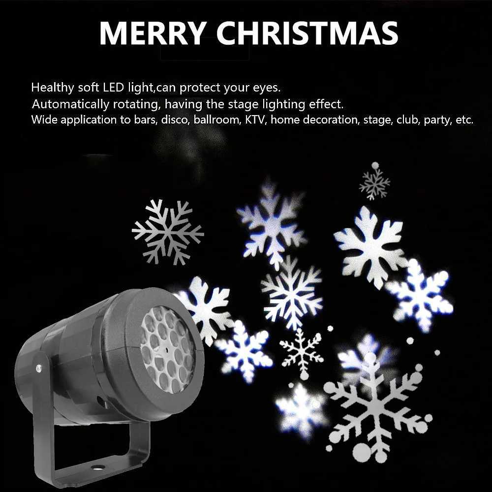 USB Powered Snowflake Projector Lights Christmas Snowflake Projector Led Decor Lights Party Garden Stage Holiday Night Lights W251107