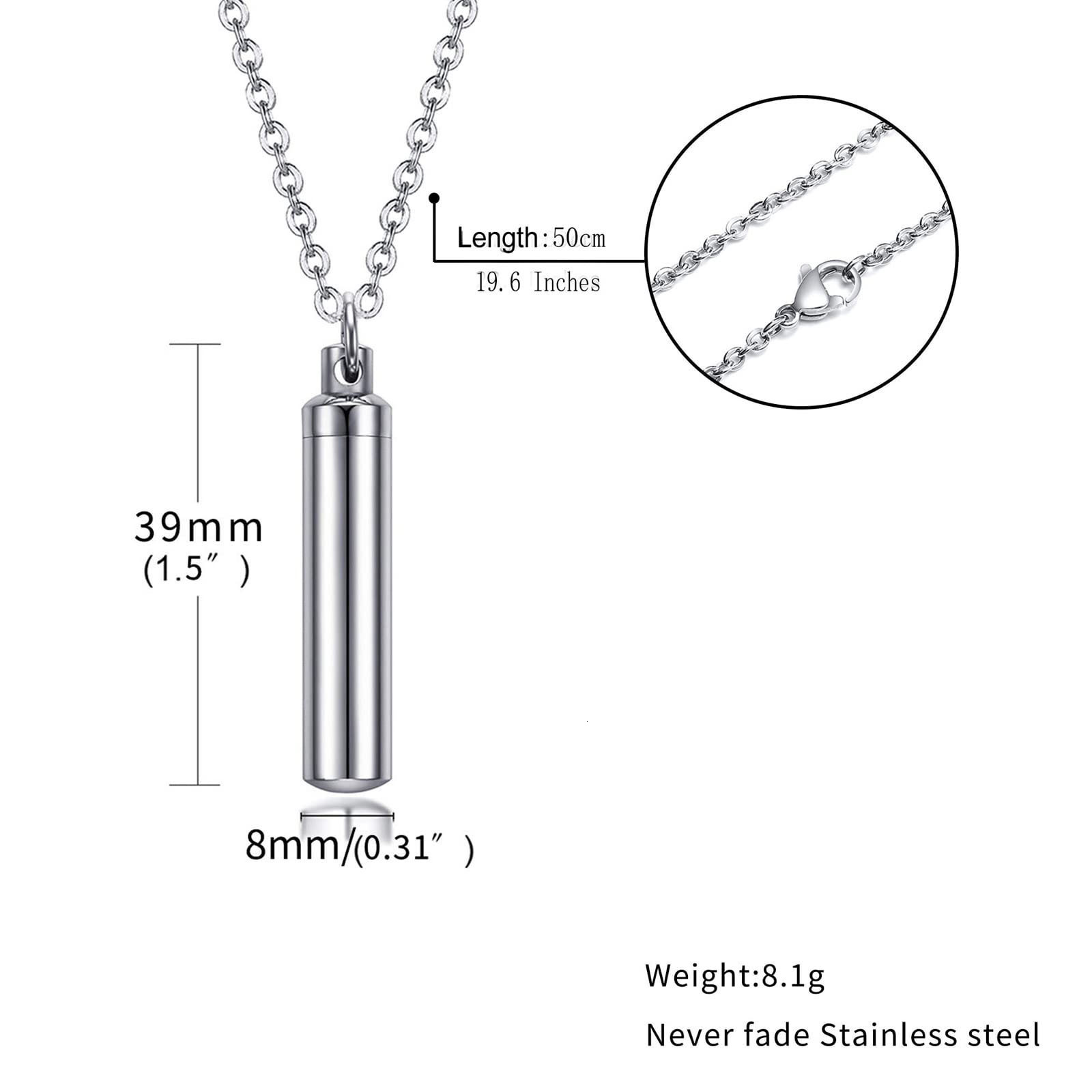 Hot selg stainless steel creative cydrical urn urn, engraved commemorative pendant accessory, can be opened necklace
