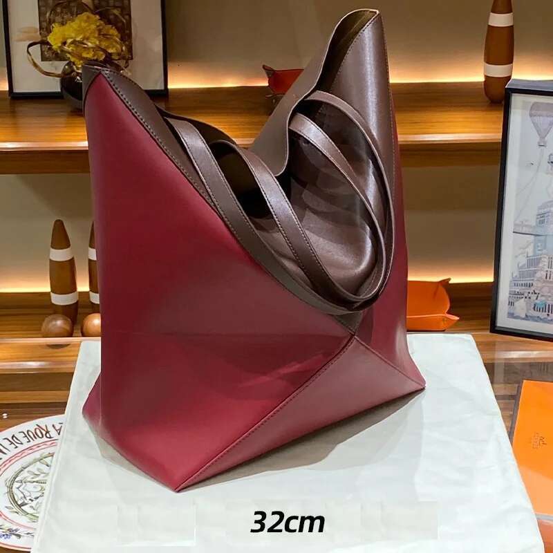 VIEE Genuine Leather Folded Tote Large Capacity Shopping Handles Shoulder Bag Ladies Portable Handbag