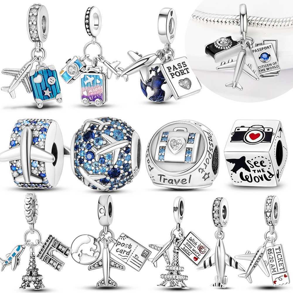 Charm 925 Sterling Silver Tower Aircraft Travel Charms Pendant Beads Fit Original 925 Bracelet for Women DIY Jewelry Making GiftXJ251107