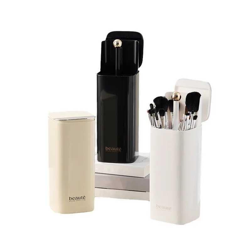 Automatic Lifting Makeup Brush Organizer Four Grid Storage Cosmetic Tools eyeliner eyebrow pencil dust-proof brush bucket J251115