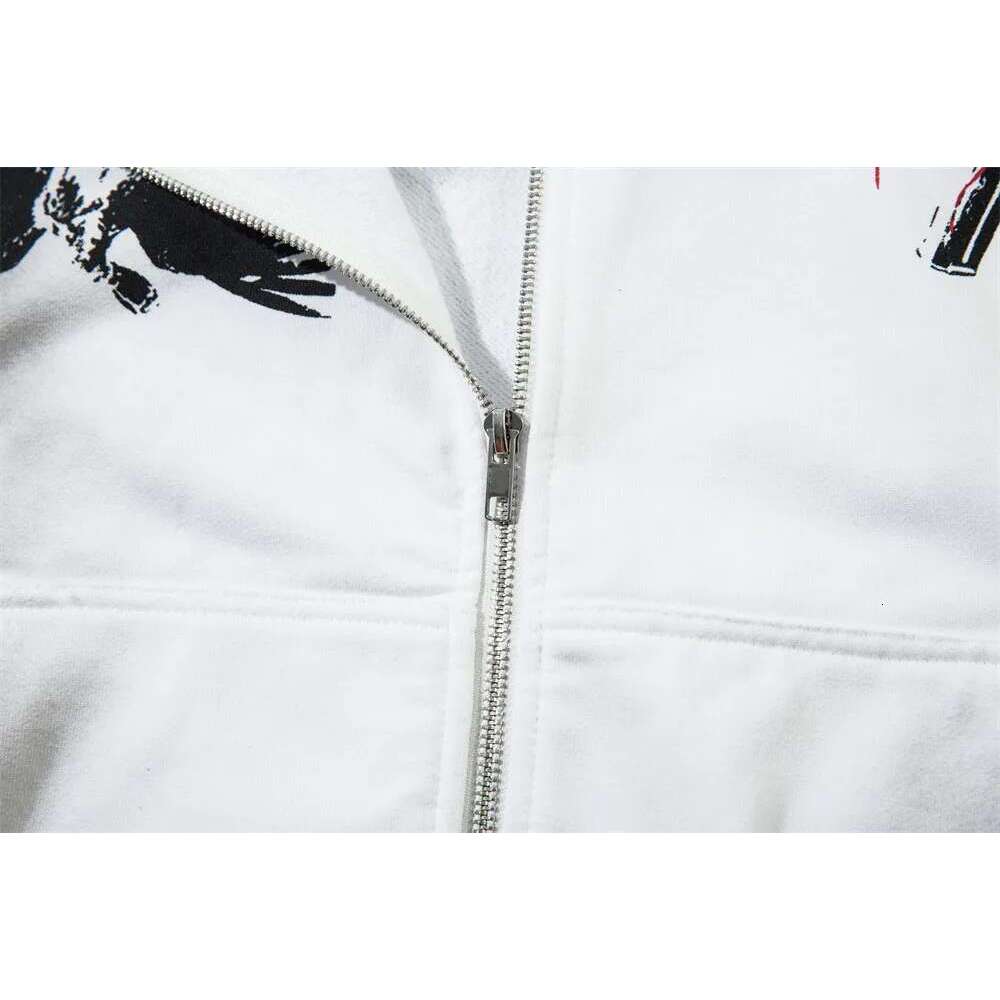 Distressed Double-Sided Printed Hoodies Mens High Street Autumn Pocket Loose Long Sleeve Hooded Outerwear Men