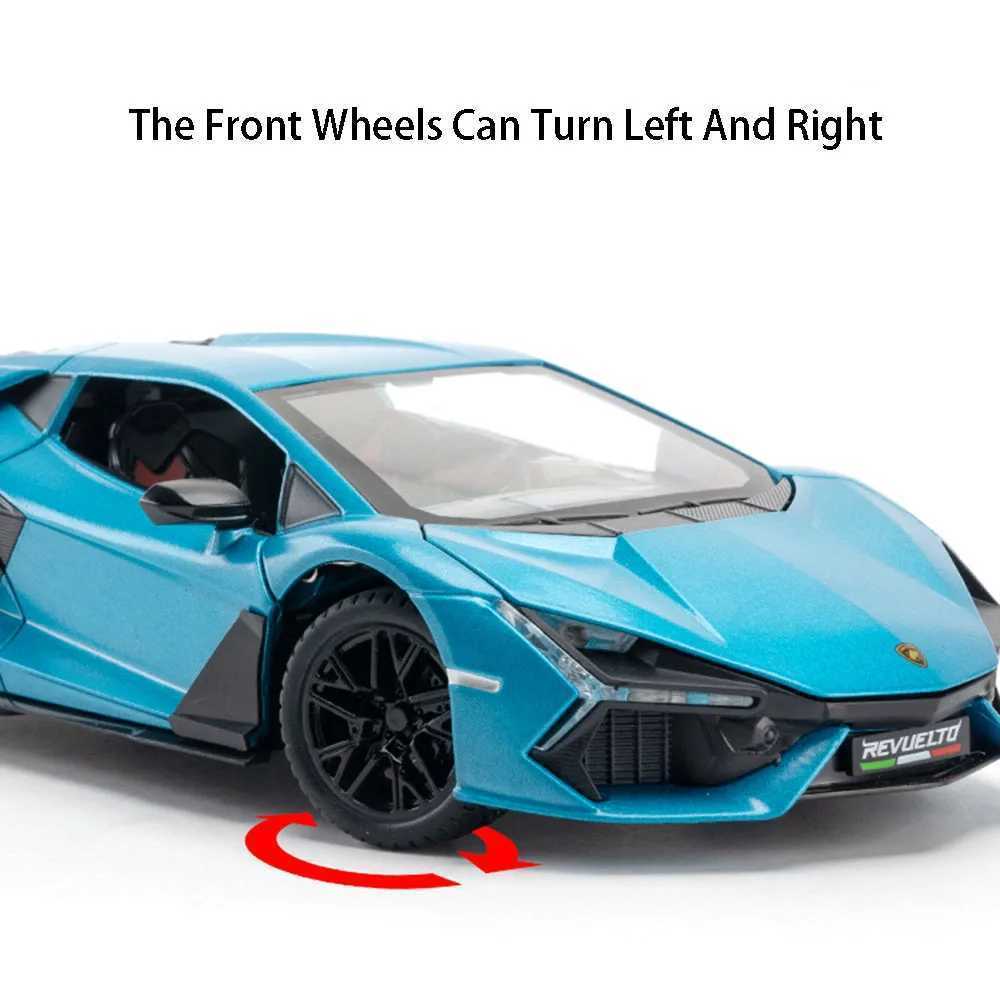 1 24 REVUELTO alloy die-casting model car toy sports 4 doors open rally backlight racing festival boy giftXJ250407
