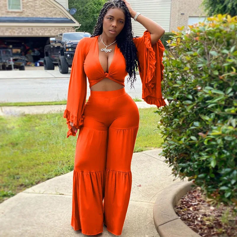 Womens casual spring and autumn solid color long sleeved luggage top wide leg mens office 2piece set 250407