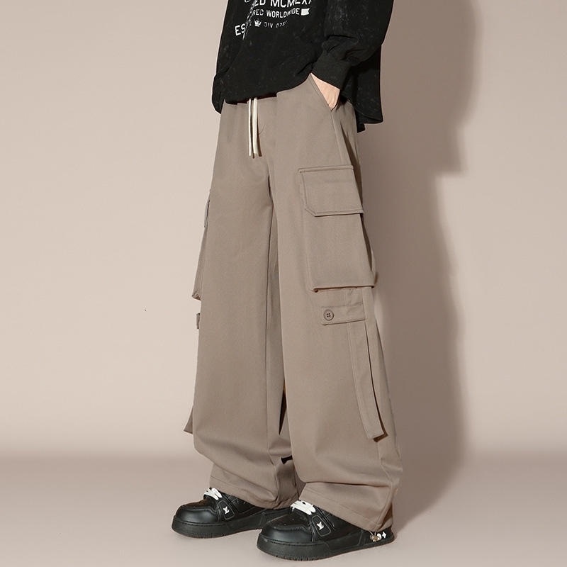 Mens work pants spring multi pocket casual loose straight mens highend clothing for runners y250322