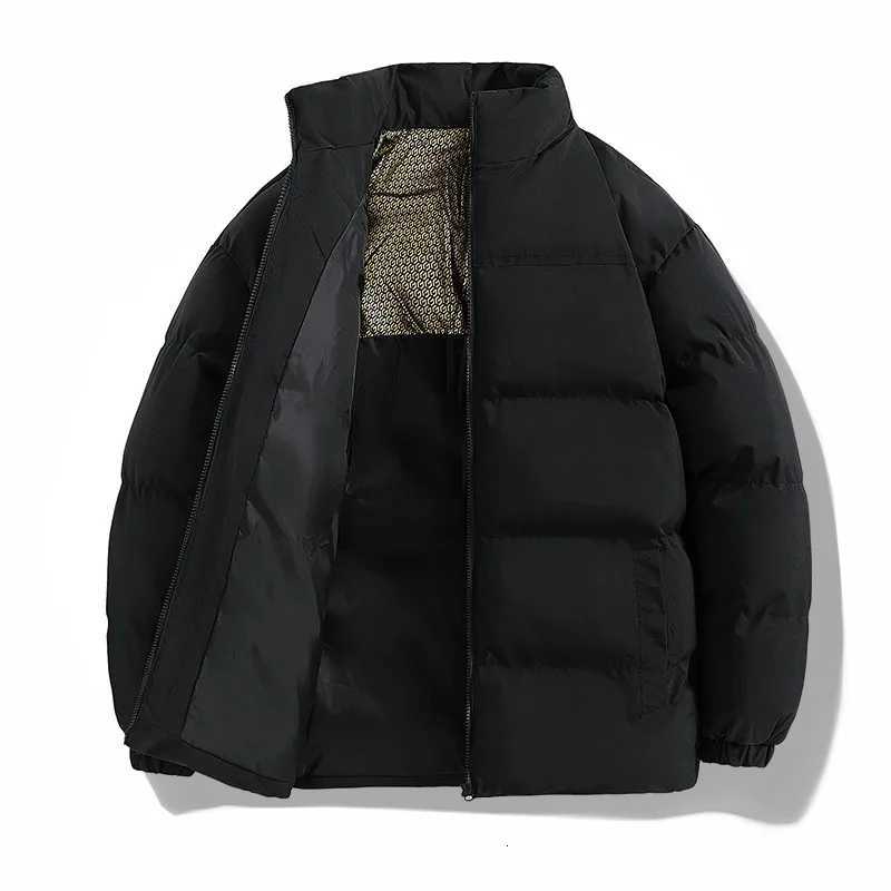 2025 Black Gold Cotton Jacket Couple Style Stand Collar Cotton Jacket Bread Clothing Graphene Warm Thickened Cotton Jacket CoatT251107
