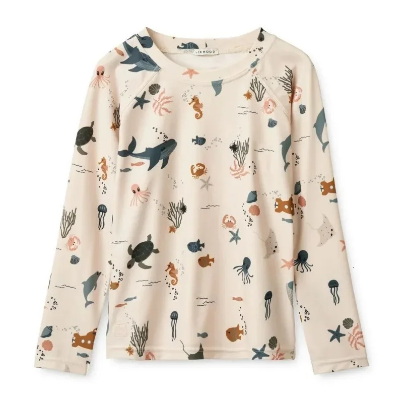 Baby Swimwear Boy Beach Shorts Boys Swimwears Ocean Long Sleeved Swimsuit Star Kids Vacation Sunscreen Swimsuits Sun Hat 250407