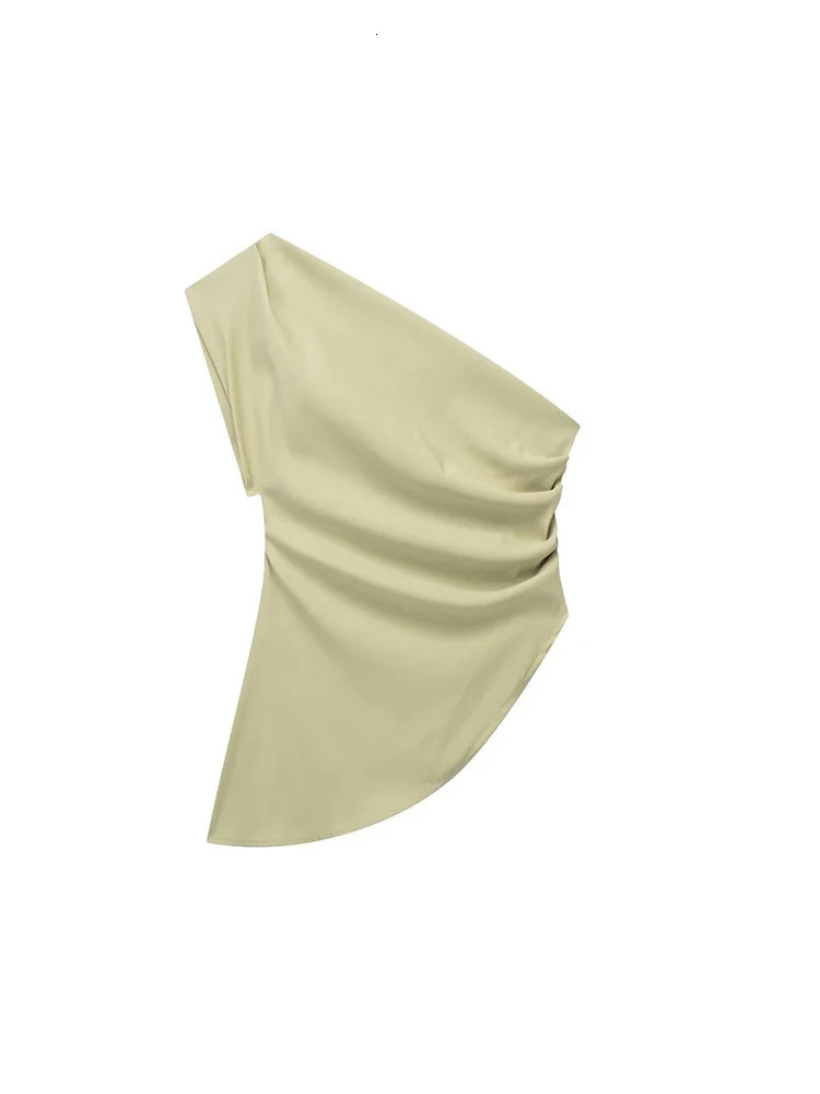 Asymmetric Tshirt Womens Fashion Trend Girl Celebrity Temperature Off Shoulder Top 250407