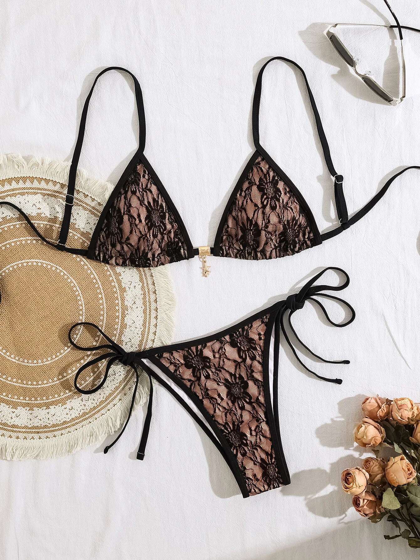 Dongdumaoyi Sexy Brown Leopard Print Bikini Set Women Double Strap Push Up Tie Side Thong Swimsuit Summer Bathing Suit Piece Swimwear