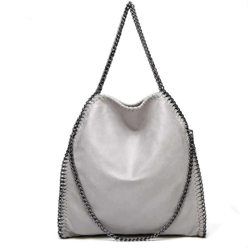Fashion New Womens Chain Shoulder Bag Large Capacity Crossbody Tote Bag Female Foldable Solid Color Handbags Shopping BagsC250407