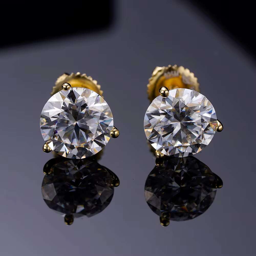 Fashion Classical New Mondel Hip Hop Jewelry Round 10mm Iced Out 5A Cubic Zirconia Brass Round Stud Earrings for Unisex