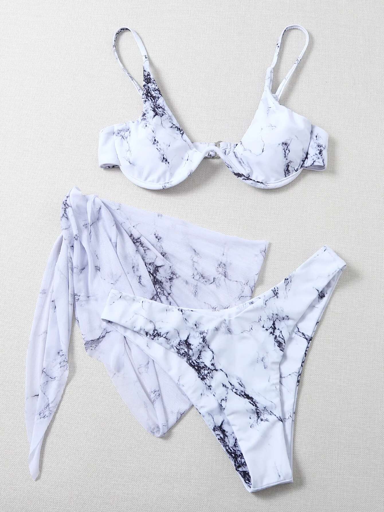 Dongdumaoyi Sexy Marble Print Bikini Women Push Up Bra Underwire Piece Swimsuit Brazilian Beach Bathing Suit Swimwear Swimming Suits