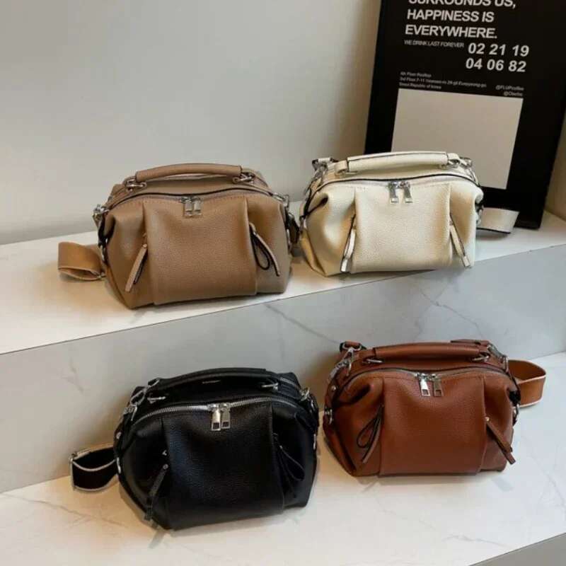 Leather Solid Zipper PU Premium Shoulder Bags Fashionable Folded Cloud Top-Handle Large Capacity Commuter Wide Crossbody Bag