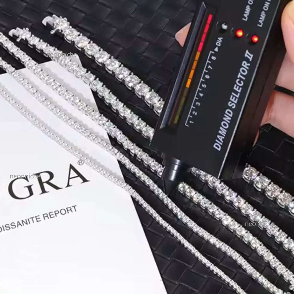 2-5MM Width Top quality Designer Sterg Sier Moissanite Dias tennis bracelet bangle for women senior classic Dia Cuban k chain flash men brand Jewel gi