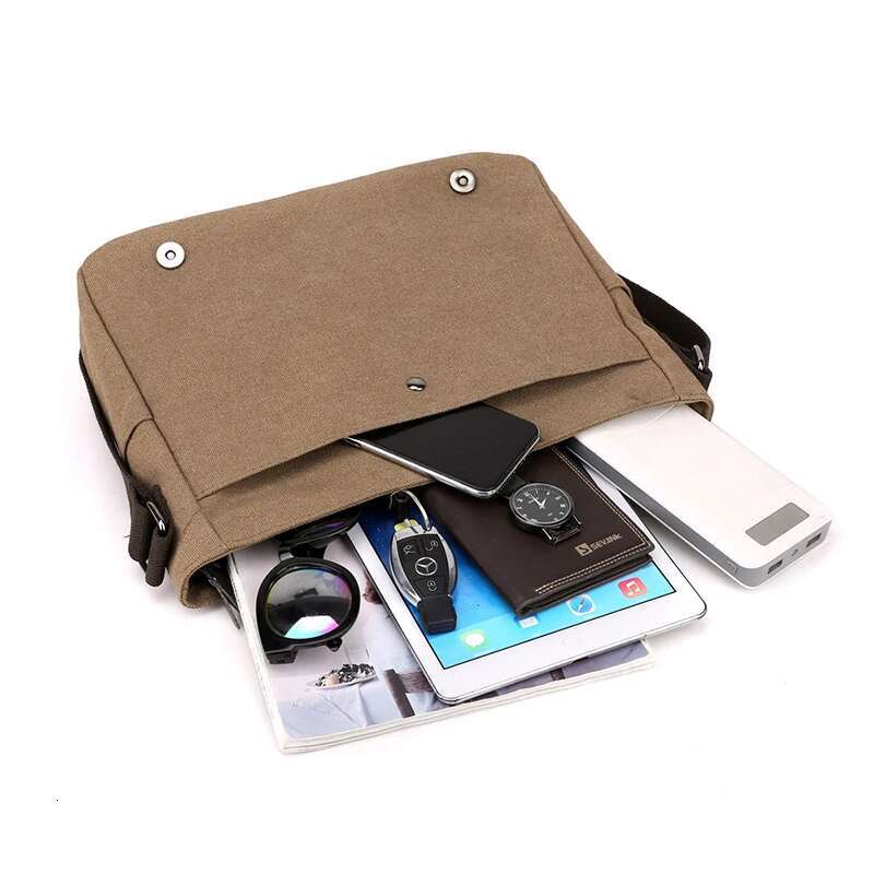 KVKY Cotton Canvas Crossobdy For Men Solid Single Shoulder Male Bags Messenger Small Square Black Travel Handbags