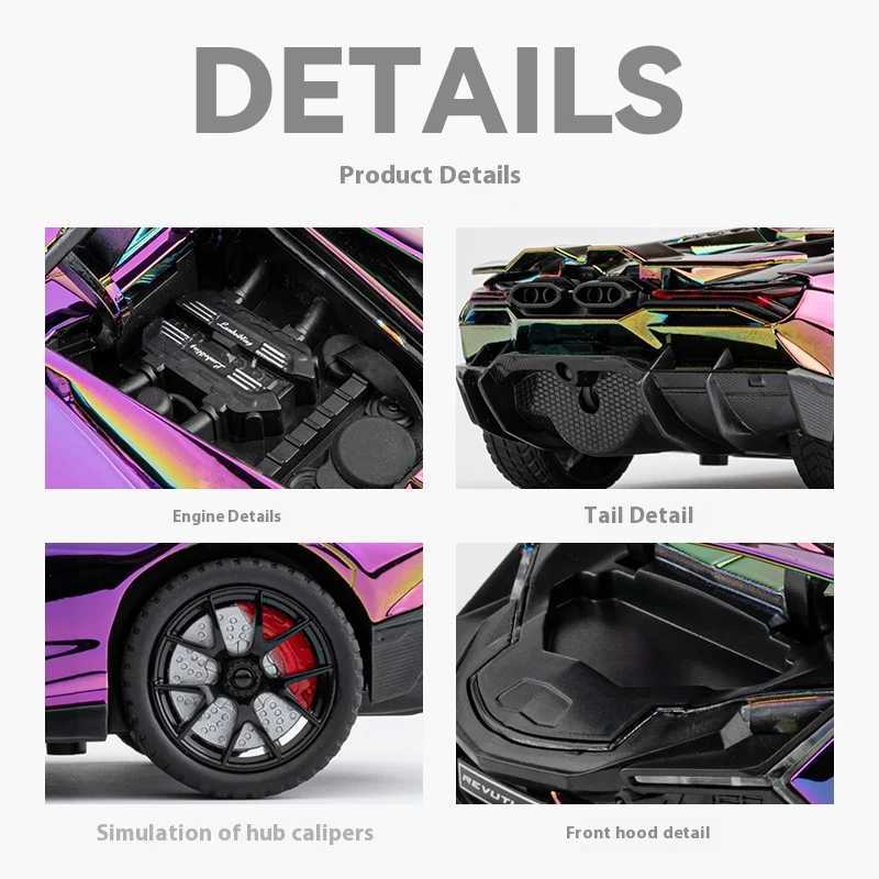 Spray coating 1 24 Lamborghini Revuelto hybrid supercar alloy die-casting model car micro car simulation series birthday giftXJ250407