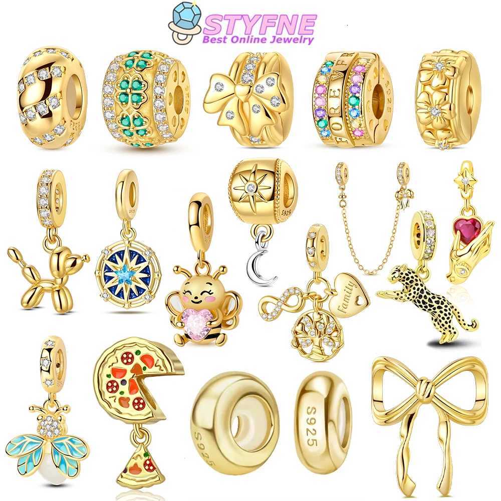 Original Certified Gold Firefly Animal Cactus Plant Heart Charm Beads 925 Silver Fit Bracelet Jewelry Making Diy Birthday GiftXJ251107