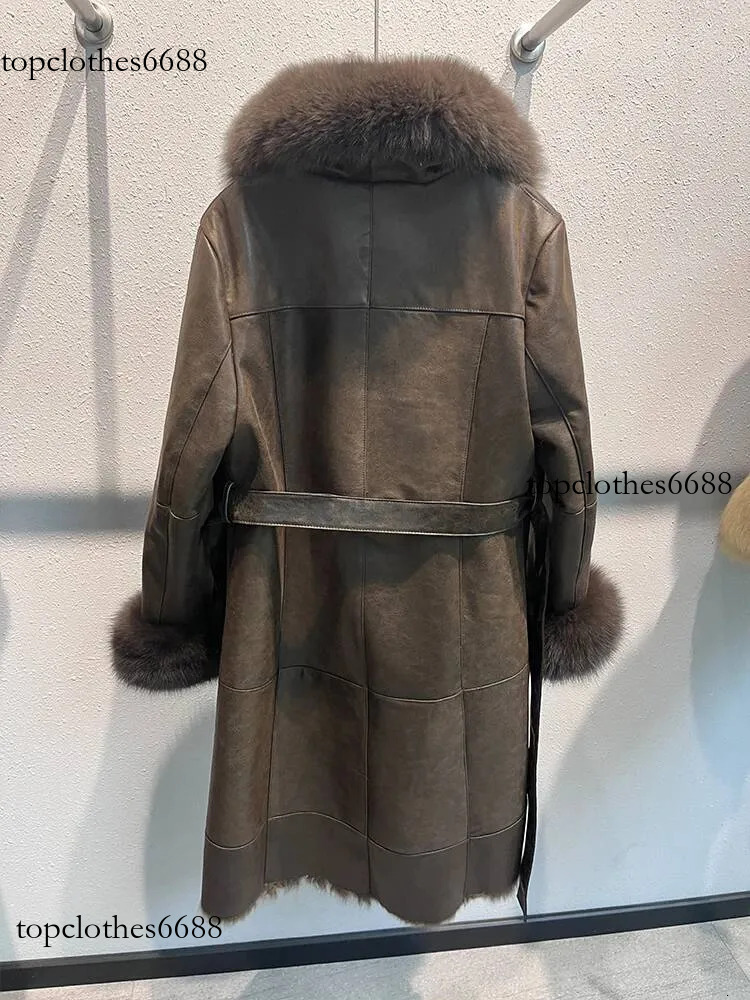 2024 New Fashion Winter Real Fox Fur Collar Women Natural Rabbit Jacket Outwear Long Thick Warm Female Coat