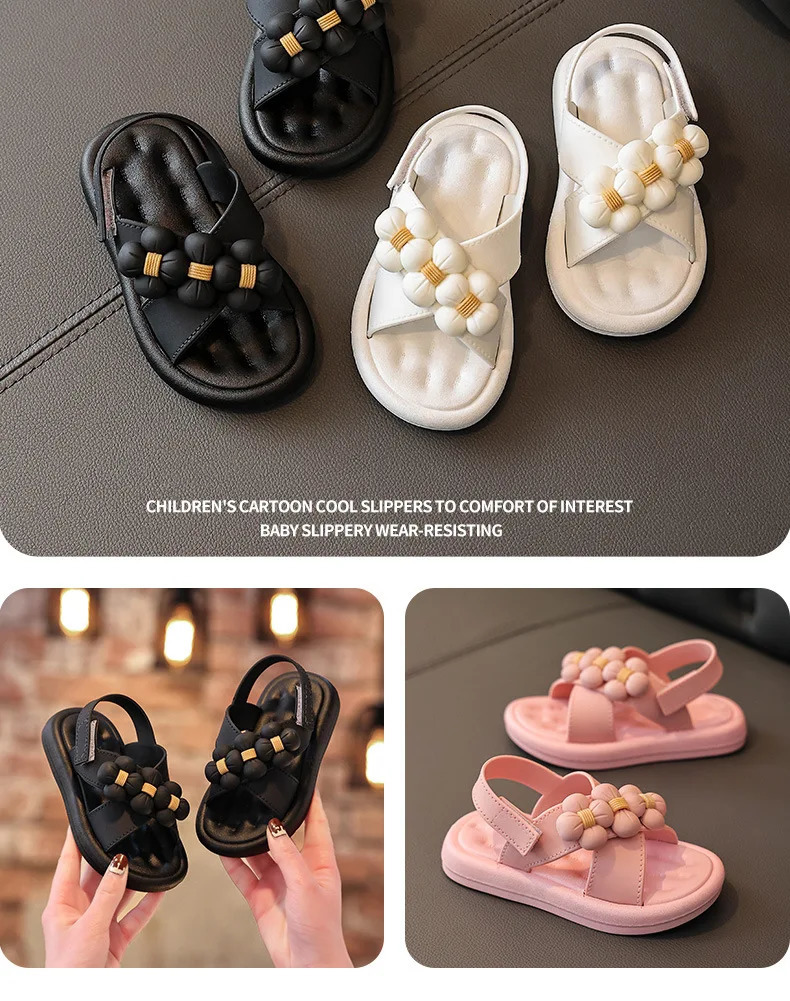 Kids Girls Sandals Platform Flats Princess Flower Childrens Baby Summer Shoes Pink Soft Footwear Fashion kids Beach EVA shoes 250407