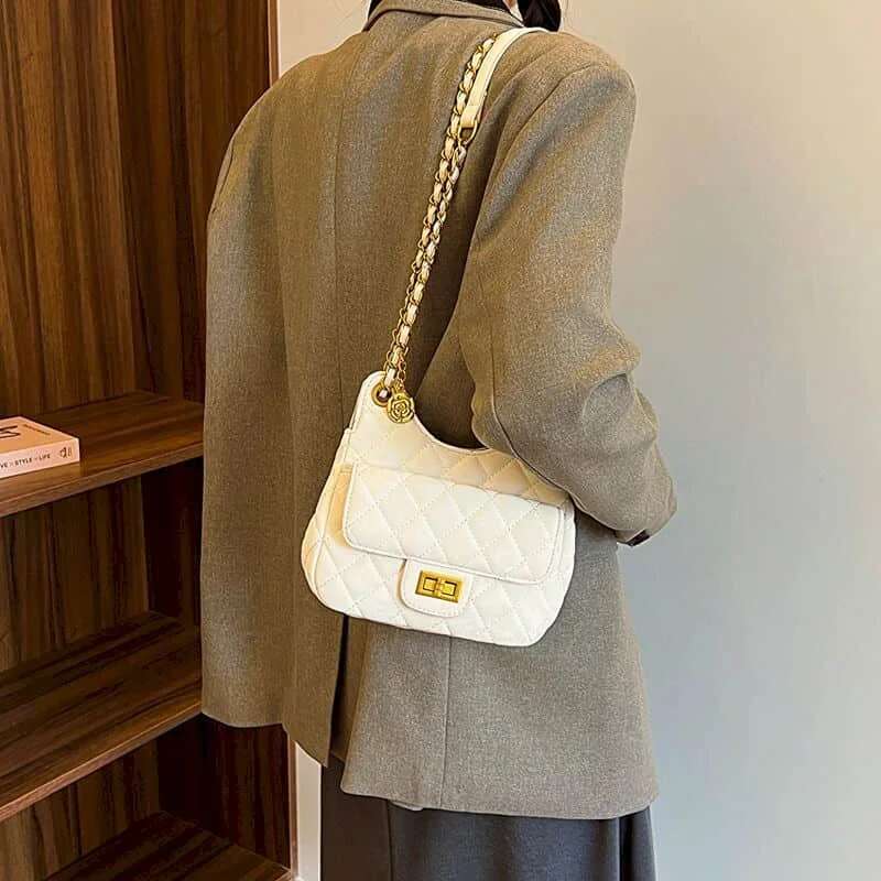 Crossbody For Women Korean Style Versatile Handbags Aesthetic Ladies Fashionable Rhombus Chain Design Shoulder Bags