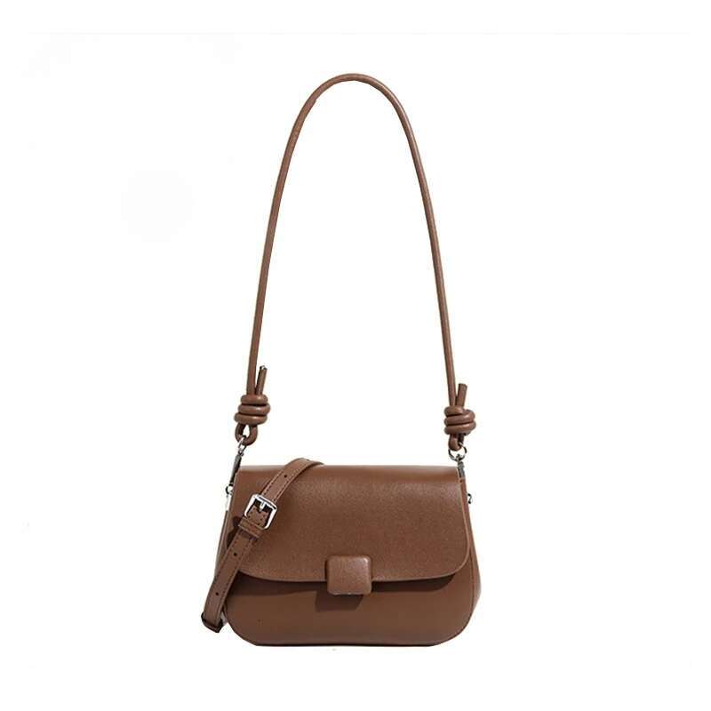 New Lady Vintage Split Leather Messenger For Women Simple Crossbody Shoulder Handbag Girls Daily Using Commuter Small Square Bag