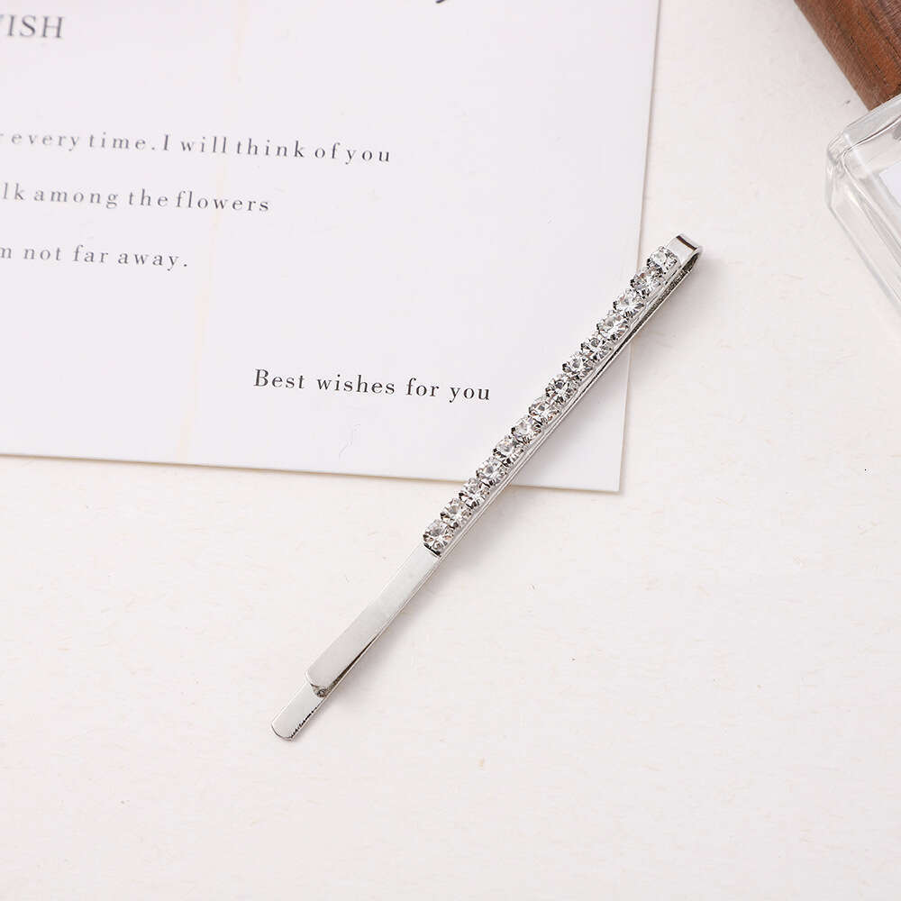 New Korean version rhinestone with diamond inlay, personalized trend, fashionable hair clip, alloy geometric elliptical edge clip