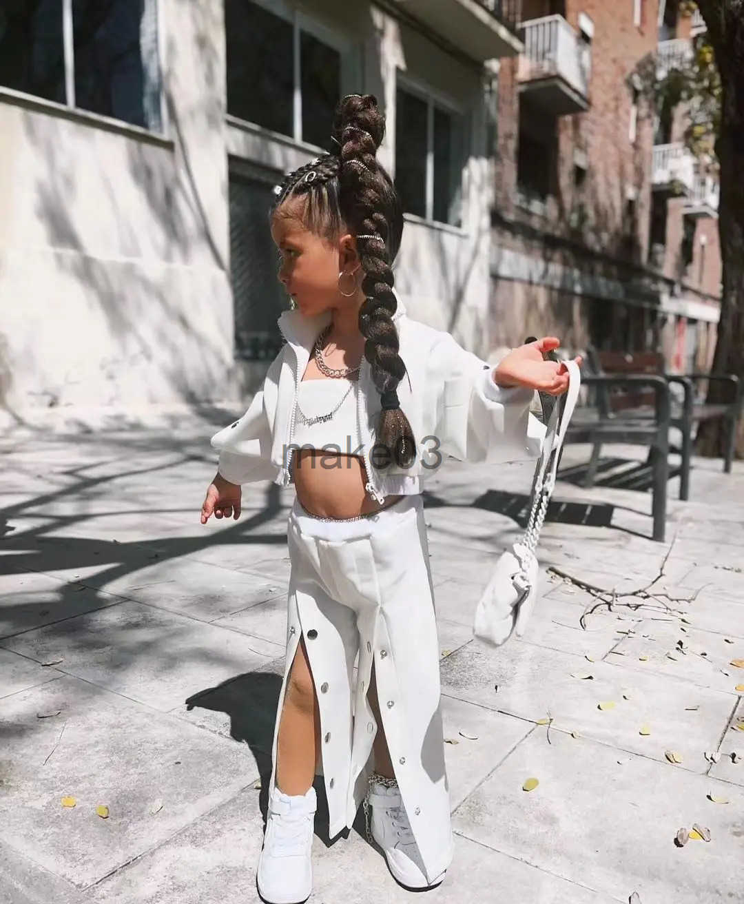Girls Jacket + Wide Leg Pants Teenager pcs Set Children ClothSuit Winter Kids Clothes For 3 4 5 6 7 8 Years White Color J250403