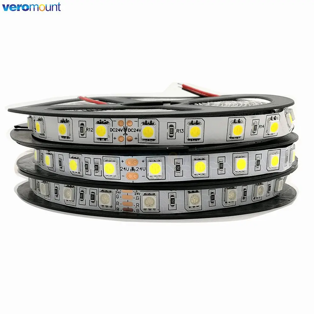 5m DC12V 24V SMD 5050 LED Strip Light TV Backlight IP20 IP65 Waterproof Cool Warm White 4000K RGB Tape Ribbon for Decoration D2.0