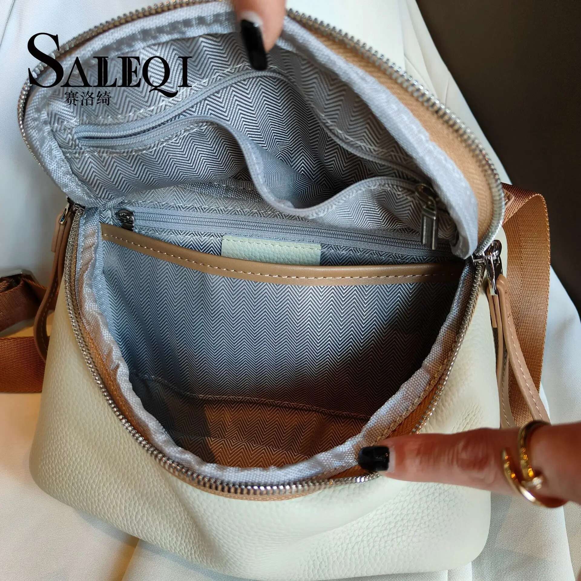 New Chest Soft Leather Waist Versatile Casual One Shoulder Crossbody Bag Trendy High End Feeg Genuine Leather