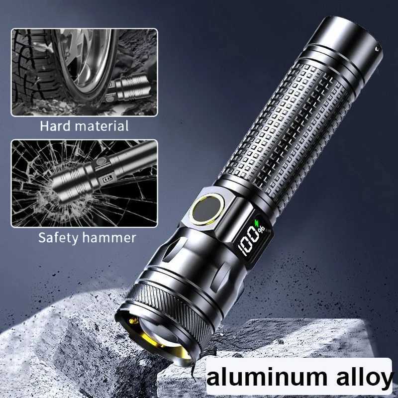 Mini Aluminum Alloy Flashlight USB Rechargeable Strong Torch Light Telescopic Zoom Built-in Battery Outdoor LightingW251106