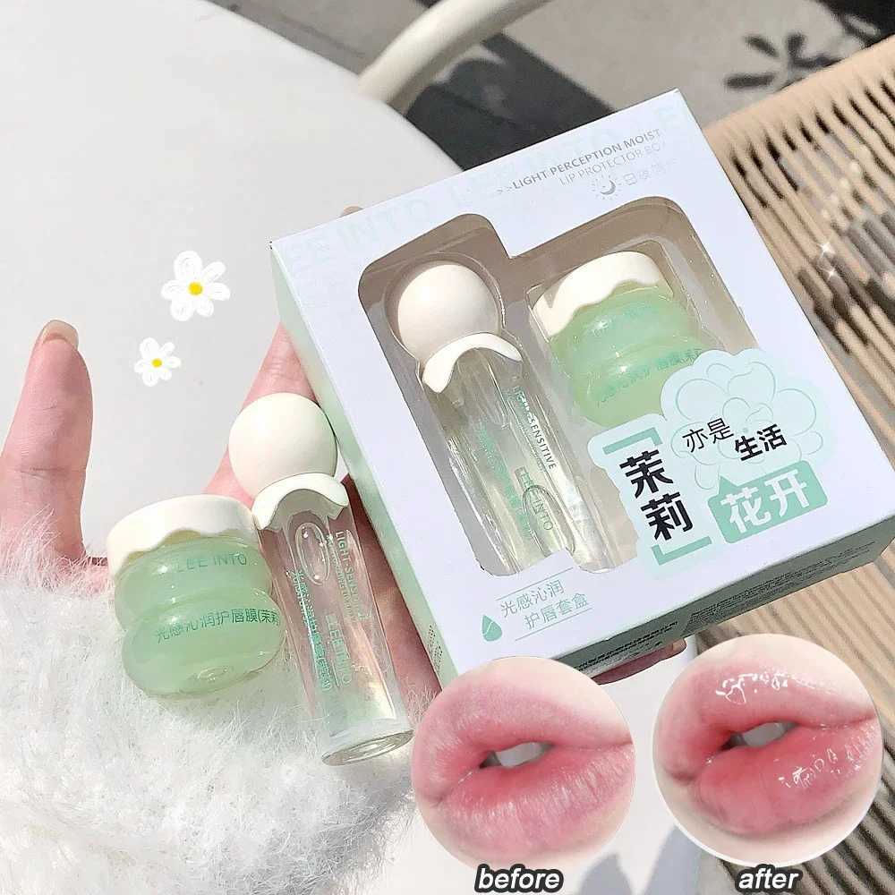 Strawberry light lipstick set transparent glass moisturizing lipstick transparent lipstick moisturizing jelly day and night lipstick set W250407