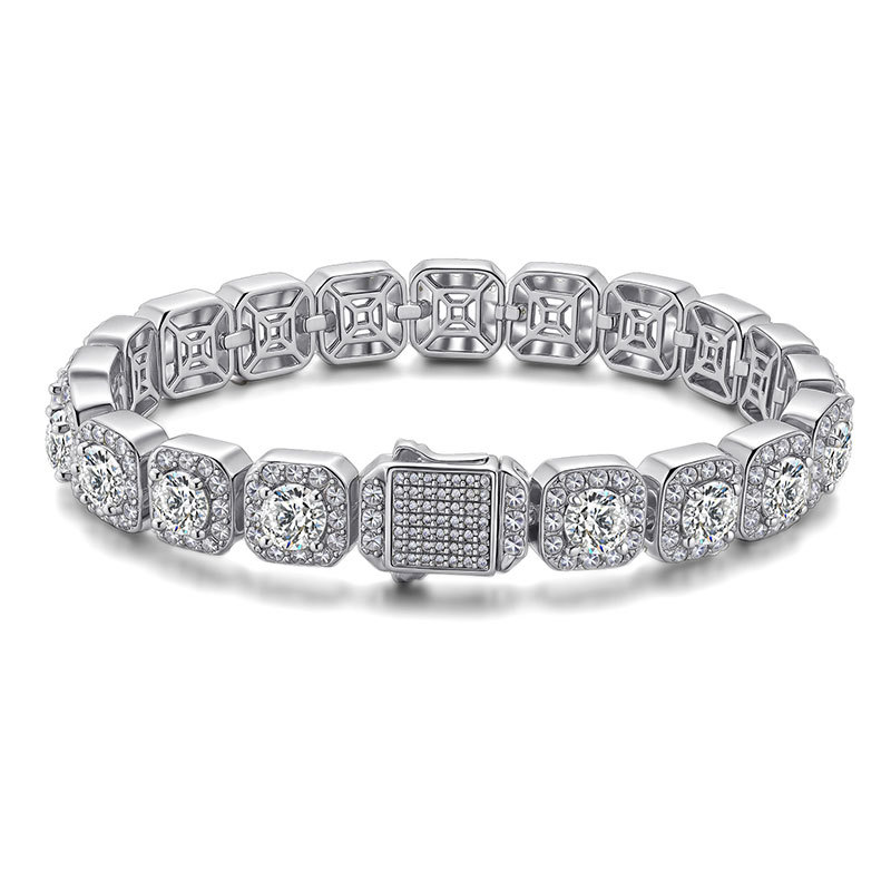 2025 10mm wide moissanite bracelet designer mens bracelet jewelry designer bracelet women Rock Candy Chain with Full Zircons, Trendy and Unique Hip-hop bracelet Y2K