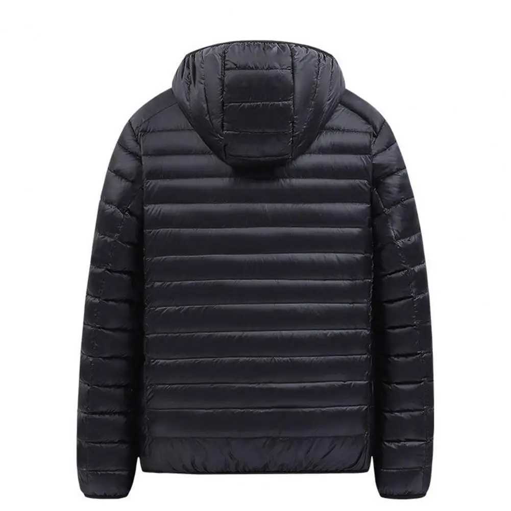 Men Coat Mens Hooded Down Coat Lightweight Winter Jacket with Zipper Closure Warm Outerwear for Cold Weather Windproof LongT251107