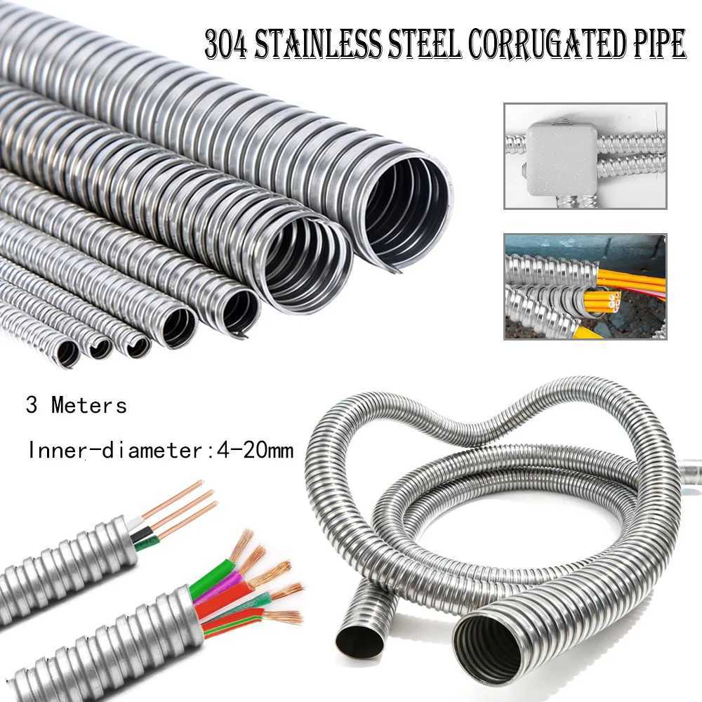 eter 4/6/8/10/13/16/20mm 304 Stainlesss Steel Corrugated Pipe Wire Line Cable Conduit Protect Hose Tube Y251107