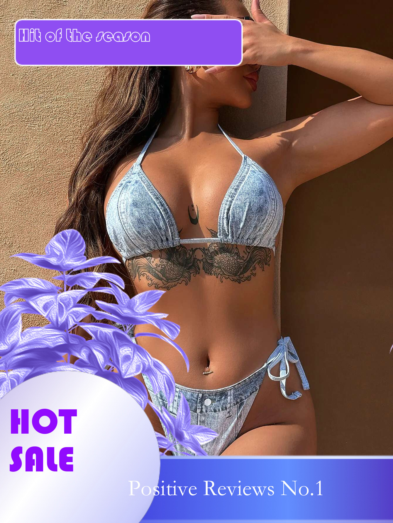 Dongdumaoyi Sexy Denim Bikini Sets Women Halter Push Up Bra Tie Side Thong Swimsuit Brazilian Cut Out Beach Bathing Suit Micro Swimwear