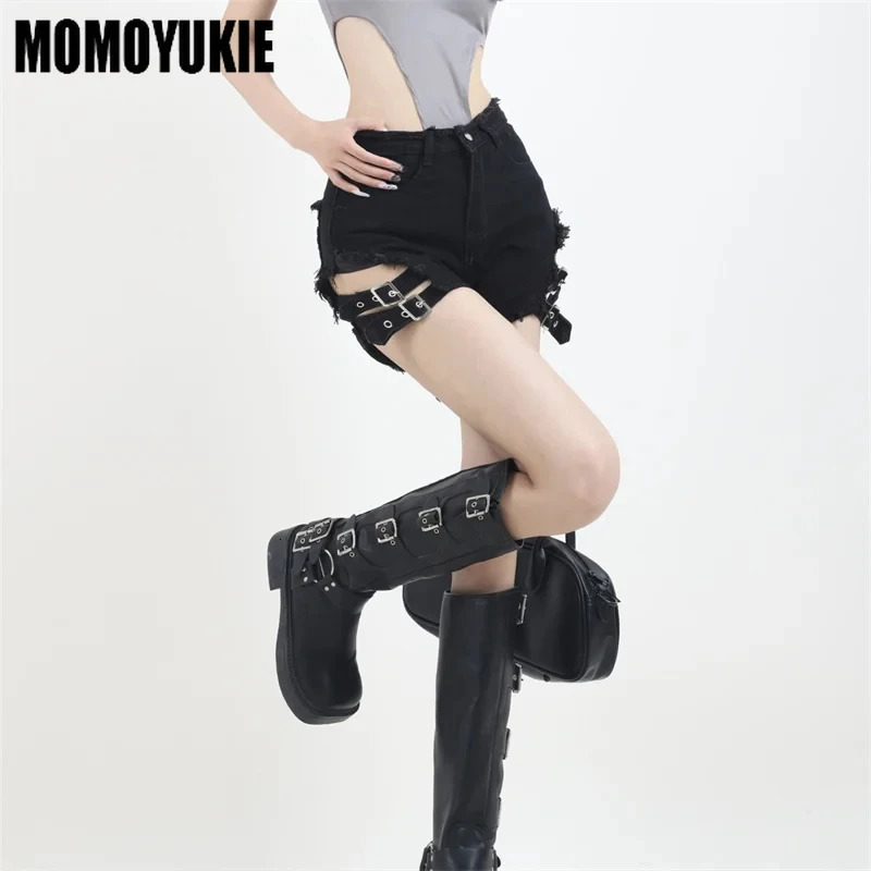 Summer Vintage Trend s Harajuku High Waisted Irregular Denim Shorts Goth Rock Sexy Women Shorts Slimming Versatile 250407