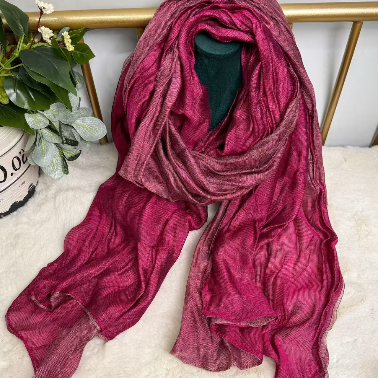 T428 autumn and winter double-layer two-color mulberry silk wool shawl scarf ladies fashion simple personality warm long scarf